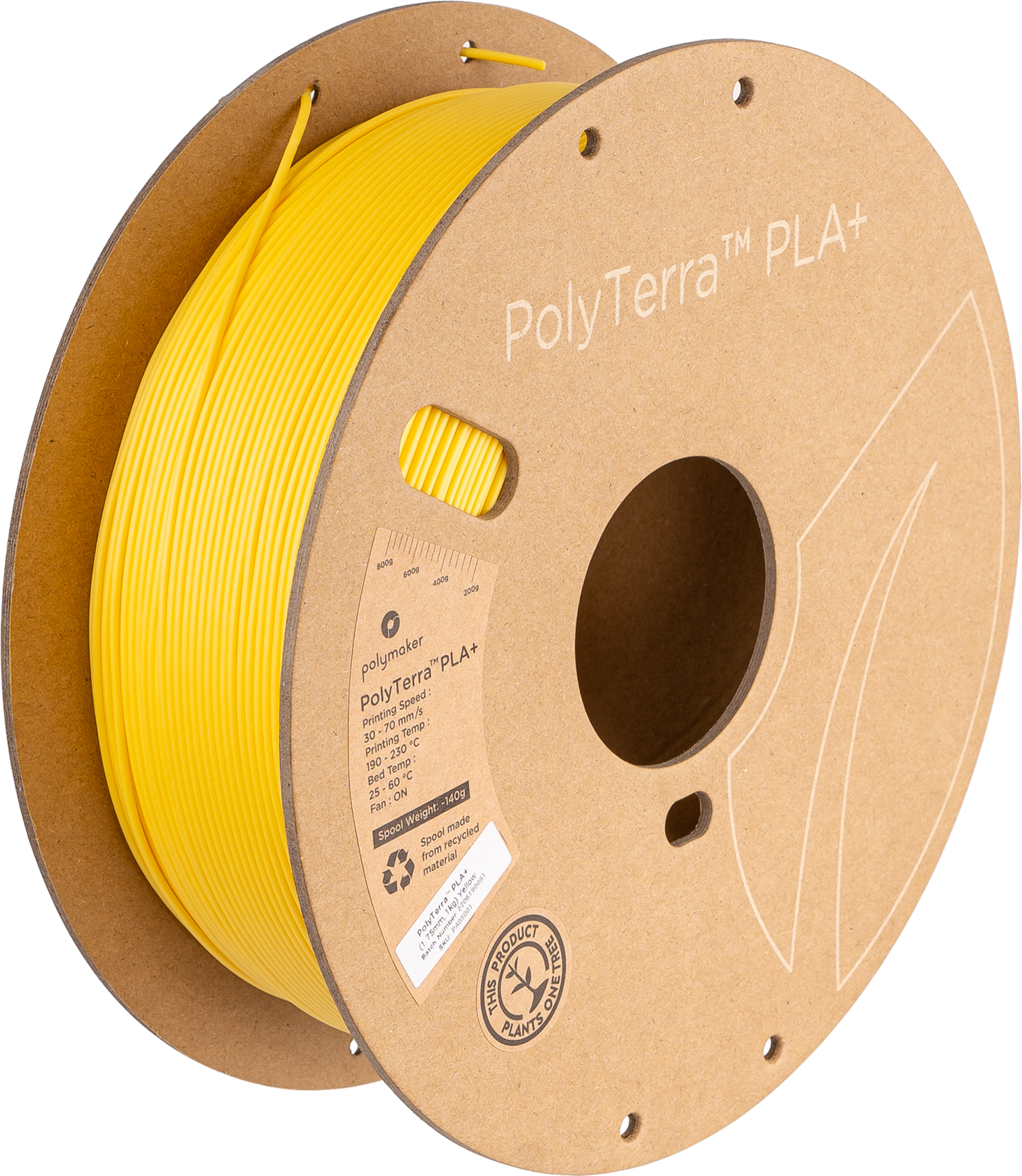 Cívka filamentu PLA+ saténová žlutá, Polymaker, 1,75 mm