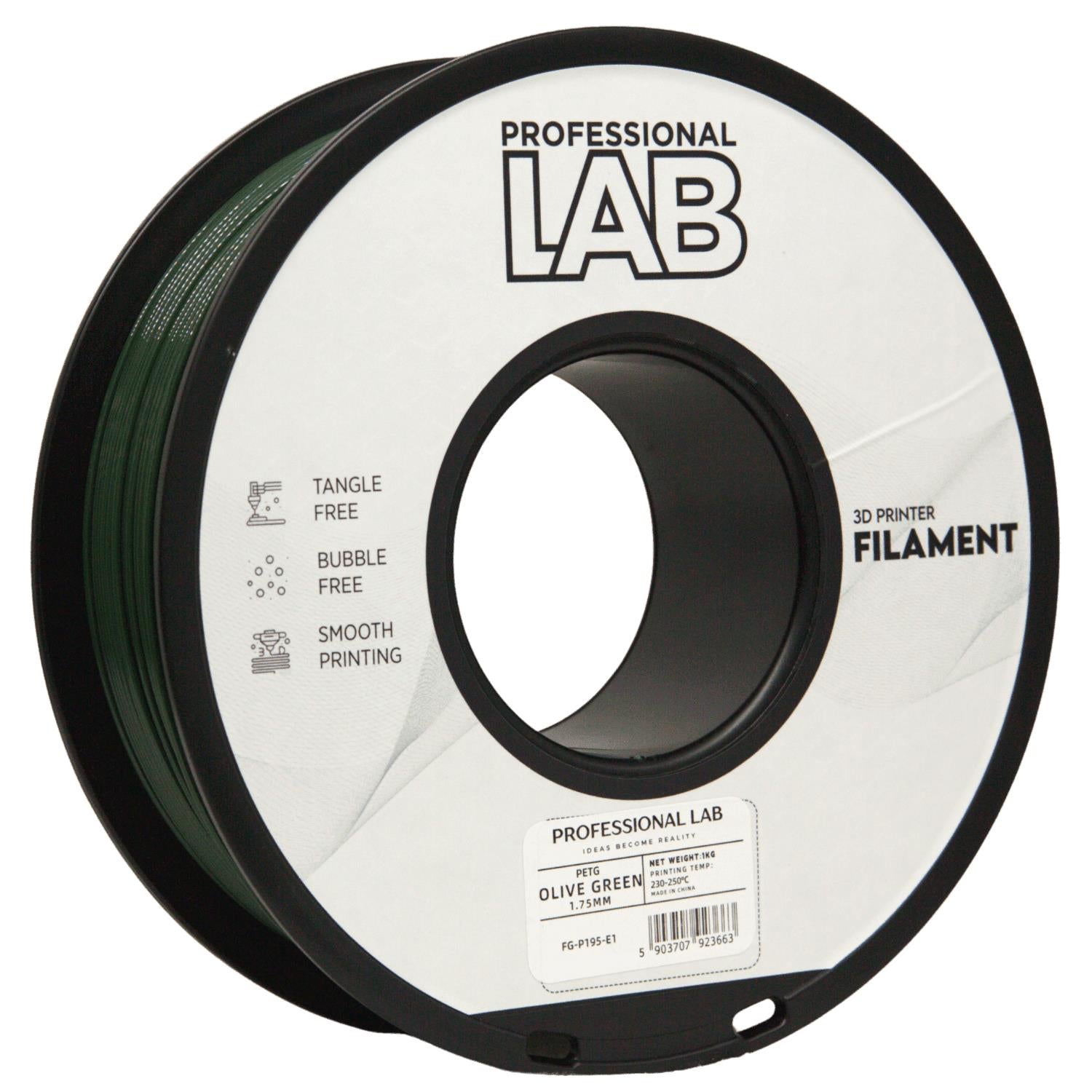 Cívka filamentu PETG olivová zelená, Prof. Lab, 1,75 mm