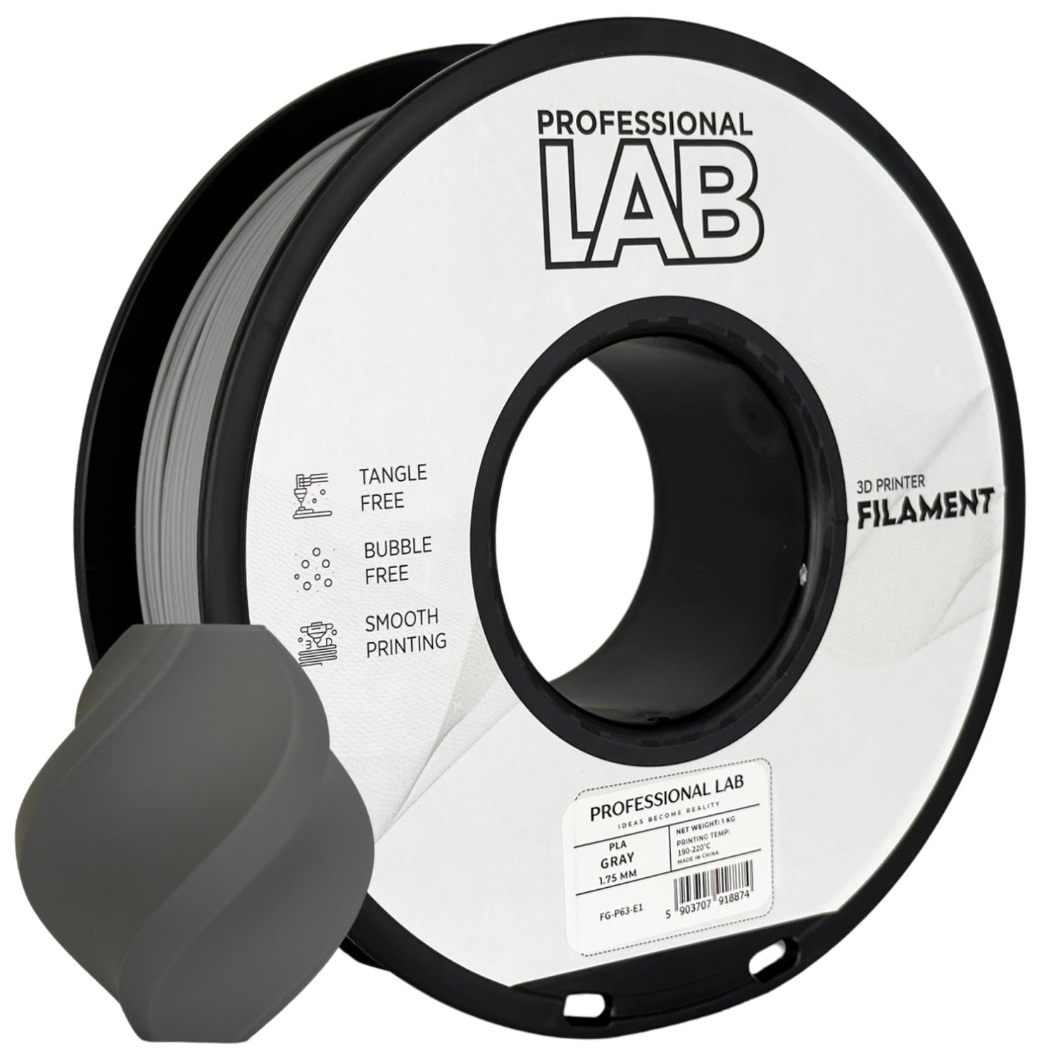 Cívka filamentu PLA šedá, Prof. Lab, 1,75 mm