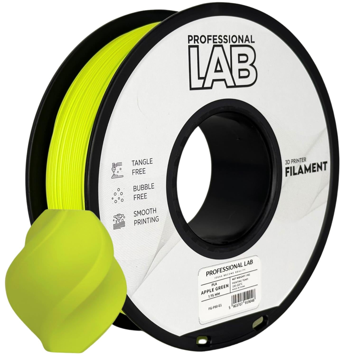 Cívka filamentu PLA jablková zelená, Prof. Lab, 1,75 mm