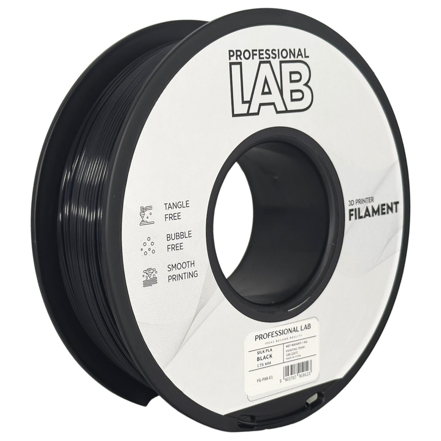 Cívka filamentu Silk PLA černá, Prof. Lab, 1,75 mm