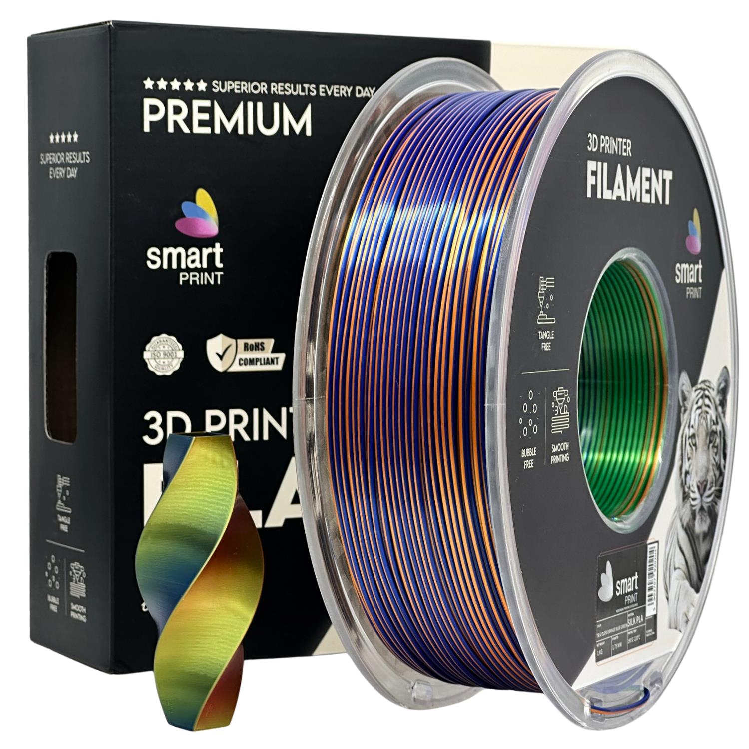 Filament Silk PLA Tri Color oranžová modrá zelená | Smart Print