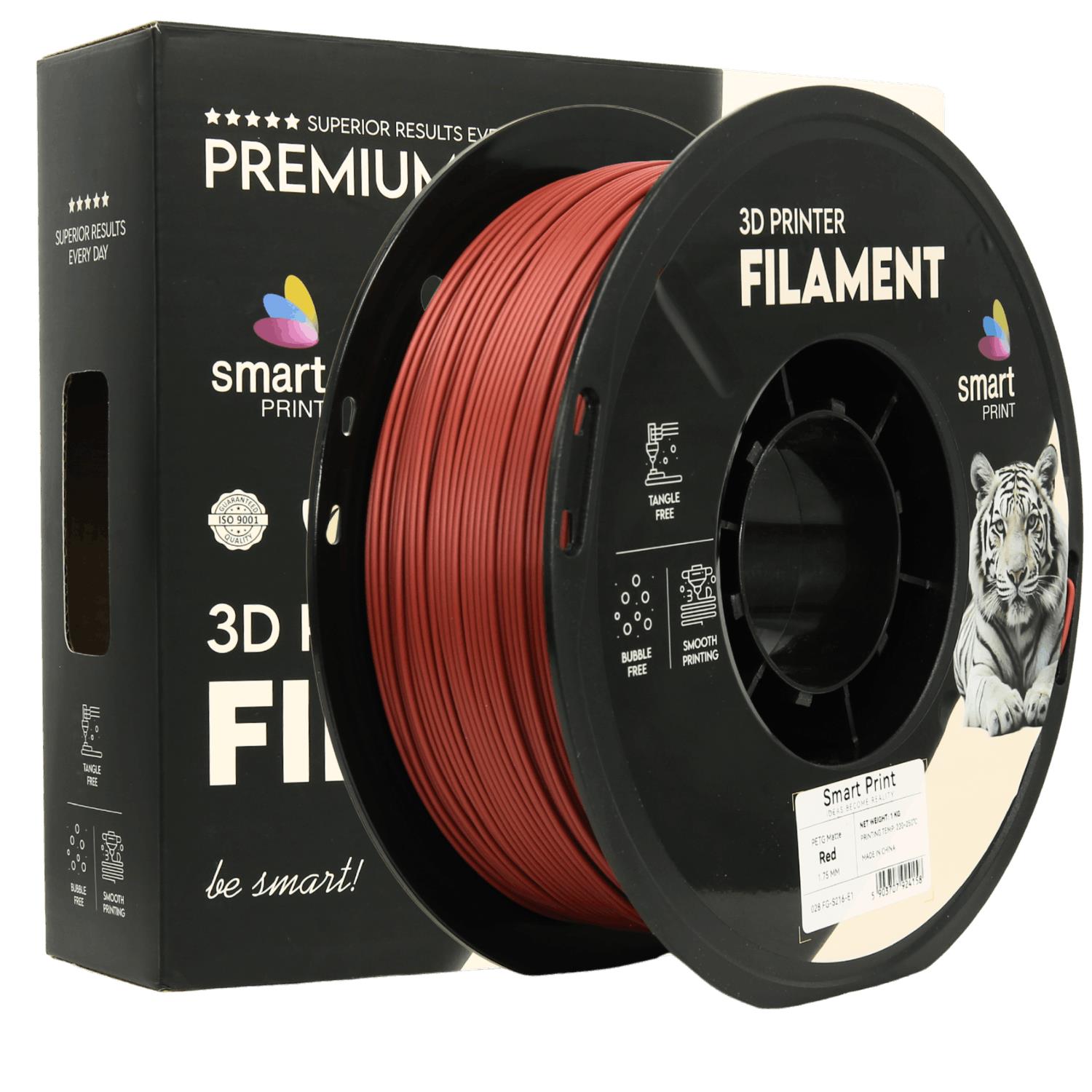 Cívka filamentu PETG matná červená, Smart Print, 1,75 mm
