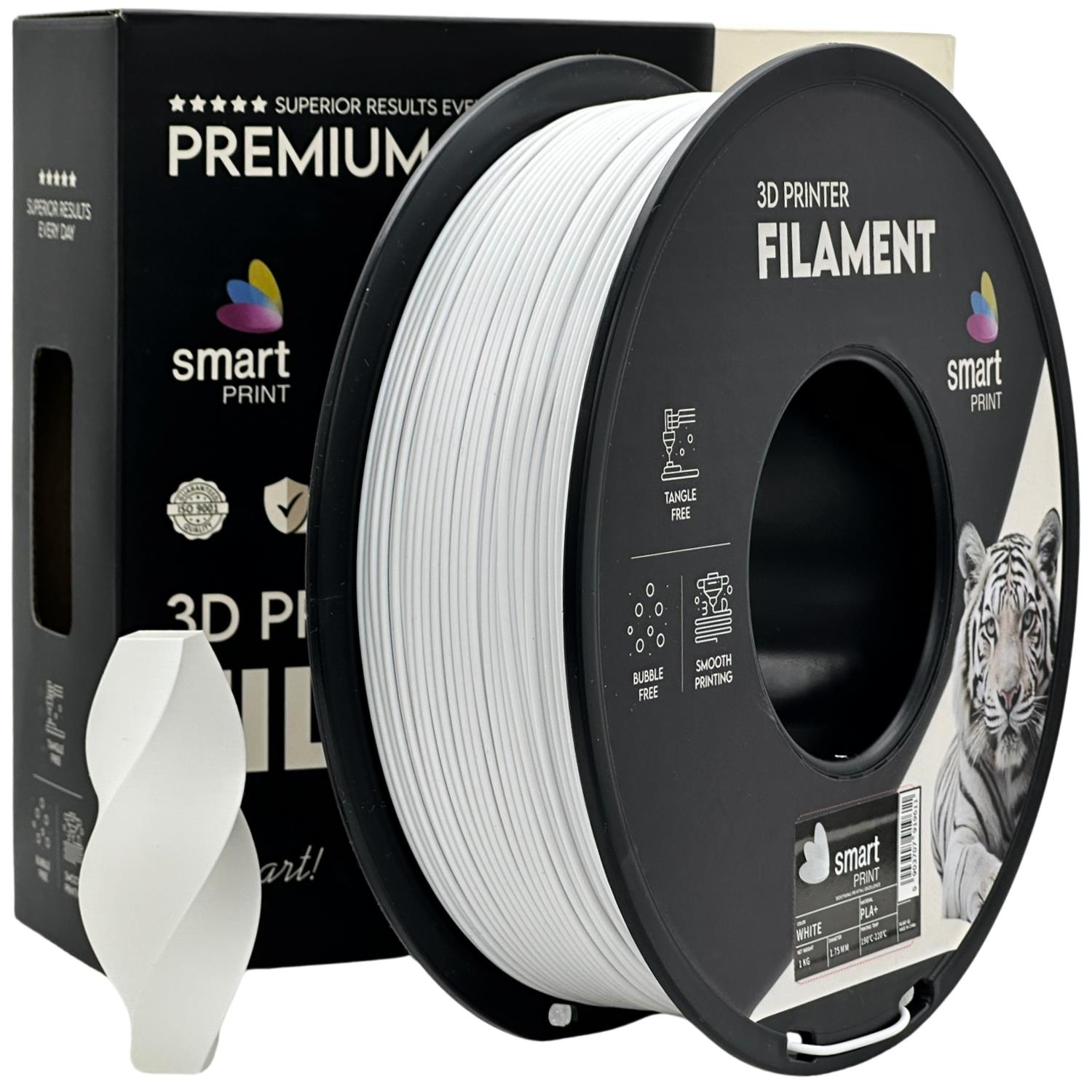 Cívka filamentu PLA+ bílá, Smart Print, 1,75 mm