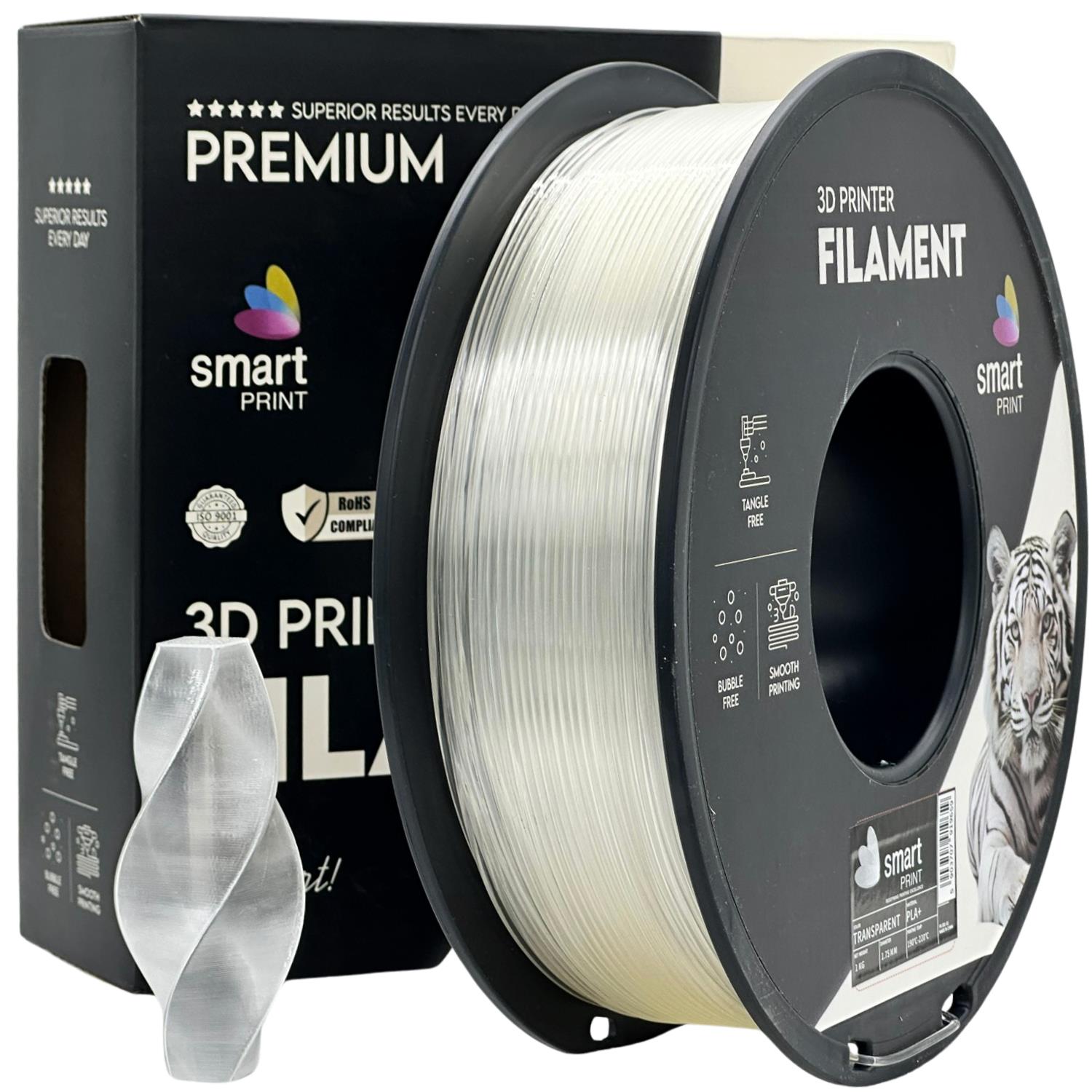 Cívka filamentu PLA+ průhledná, Smart Print, 1,75 mm