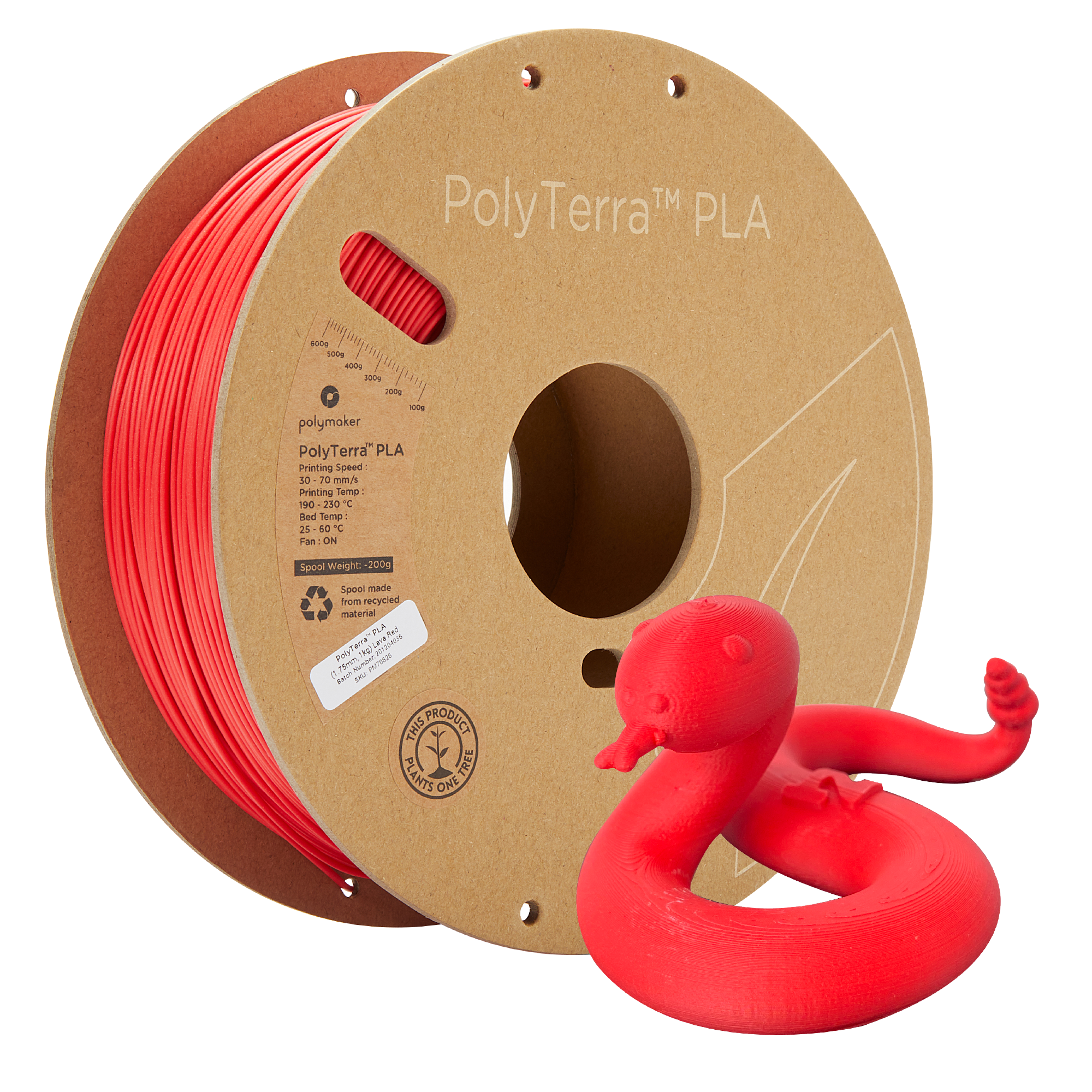 Cívka filamentu PLA matná červená, Polymaker, 1,75 mm